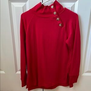 J Crew Red Button-Up Sweater XS